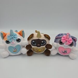 Zuru Rainbocorns Kittycorn Plush Toy lot of 3 WH w/ Glitter Horn & Wings 5"